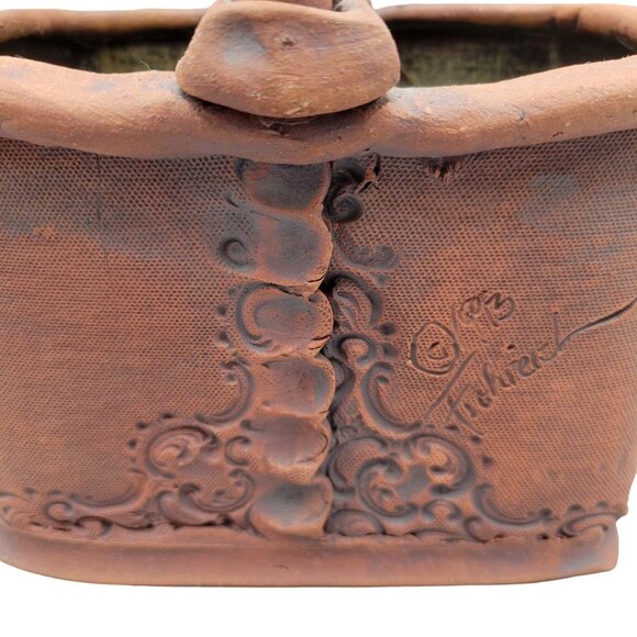 Frohreich Barn Buckets Pottery Terracotta Hand Built Planter Large Unique - Picture 5 of 9